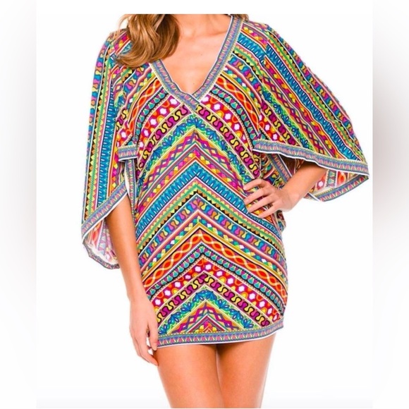 Trina Turk dress Multicolor Geometric Swim Cover-Up size M - Picture 1 of 6